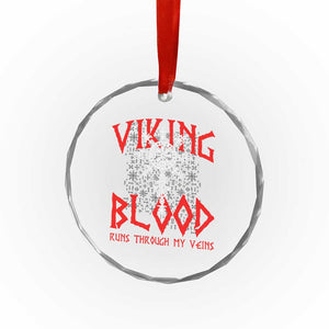 Viking Blood Runs Through My Veins Crystal Glass Ornament Compass Vegvisir Nordic Rune Celtic