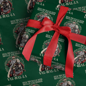 Viking Christmas Wrapping Paper Roll Deck The Halls With Skulls And Bodies Valhalla TS11 Green Print Your Wear