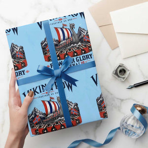 Viking Row Ro Ro Norway Norge Norwegian Flag Wrapping Paper Roll Row For Glory Norway Together As One Retro Football Fans TS02 Light Blue Print Your Wear
