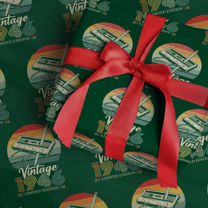 Vintage 1946 Wrapping Paper Roll 80th Birthday Turning 80 Year Old Gifts TS10 Green Print Your Wear
