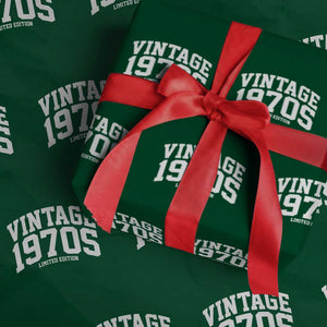 Vintage 1970s Limited Edition Wrapping Paper Roll Vintage Varsity Funny Cool 1970 Theme TS10 Green Print Your Wear