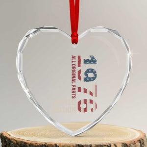 Vintage 1976 All Original Parts Heart Crystal Glass Ornament Patriotic US Flag 50th Birthday Gift TS02 Transparent Glass 3'' Heart Print Your Wear