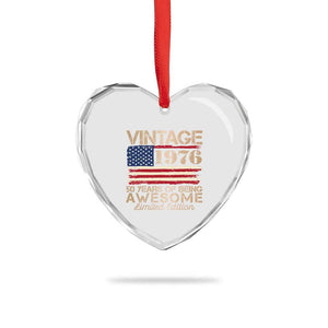 Vintage 1976 Birthday Heart Crystal Glass Ornament 50 Years Of Being Awesome USA Flag TS10 Print Your Wear