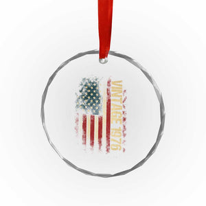 Vintage 1976 Distressed American Flag Crystal Glass Ornament Patriotic 50th Birthday Graphic TS02 Print Your Wear