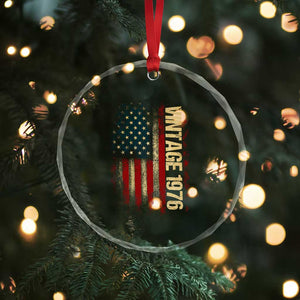 Vintage 1976 Distressed American Flag Crystal Glass Ornament Patriotic 50th Birthday Graphic TS02 Print Your Wear