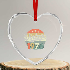 Vintage 1976 Heart Crystal Glass Ornament 50 Year Old 50th Birthday Gifts TS10 Transparent Glass 3'' Heart Print Your Wear