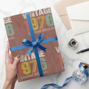 Vintage 1976 Limited Edition Wrapping Paper Roll Distressed Retro Typography 50th Birthday TS02 Mocha Print Your Wear