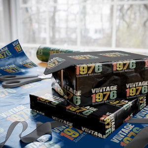 Vintage 1976 Limited Edition Wrapping Paper Roll Distressed Retro Typography 50th Birthday TS02 Black Print Your Wear
