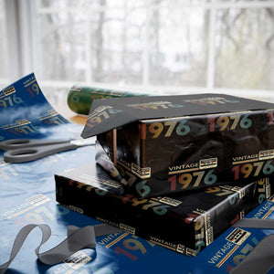 Vintage 1976 Retro Cassette Tape Graphic Wrapping Paper Roll Awesome Since 1976 Birthday Gift TS02 Black Print Your Wear