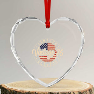 Vintage 1976 Stamp Heart Crystal Glass Ornament Funny 50th Birthday USA Flag 50 Year Old Bday TS10 Transparent Glass 3'' Heart Print Your Wear
