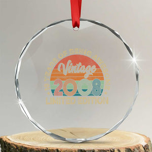 Vintage 2008 18th Birthday Gifts Crystal Glass Ornament Limited Edition 18 Year Old Bday TS10 Transparent Glass 3'' Circle Print Your Wear
