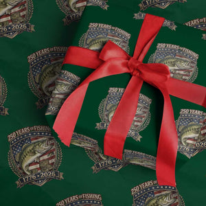 Vintage 250 Years Of Fishing Wrapping Paper Roll American Flag Fisherman TS12 Green Print Your Wear