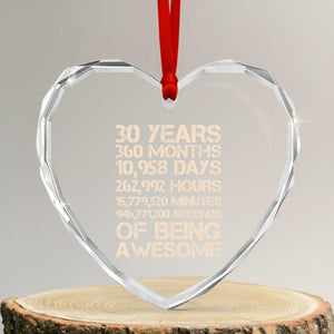 Vintage 30th Birthday Gift Heart Crystal Glass Ornament 30 Years Of Being Awesome TS12 Transparent Glass 3'' Heart Print Your Wear