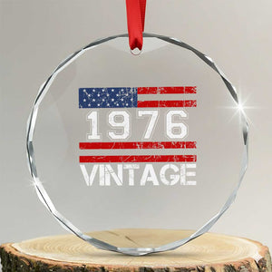 Vintage 50th Birthday Crystal Glass Ornament Retro 1976 American Flag 50 Year Old TS10 Transparent Glass 3'' Circle Print Your Wear