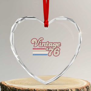 Vintage 50th Birthday Heart Crystal Glass Ornament Retro 1976 50 Year Old Stripes TS10 Transparent Glass 3'' Heart Print Your Wear