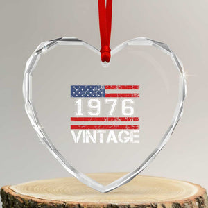 Vintage 50th Birthday Heart Crystal Glass Ornament Retro 1976 American Flag 50 Year Old TS10 Transparent Glass 3'' Heart Print Your Wear
