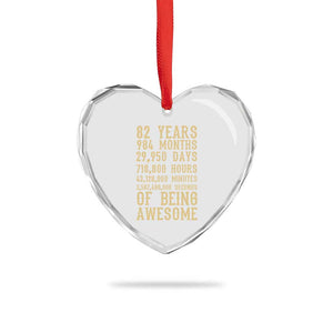 Vintage 82nd Birthday Gift Heart Crystal Glass Ornament 82 Years Of Being Awesome