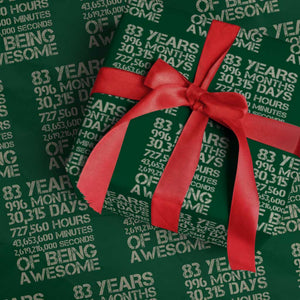 Vintage 83rd Milestone Birthday Wrapping Paper Roll 83 Years Of Being Awesome