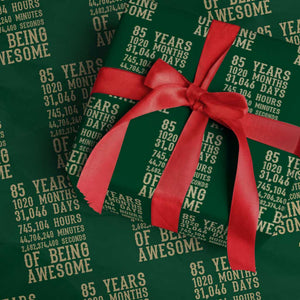 Vintage 85th Birthday Gift Wrapping Paper Roll 85 Years Of Being Awesome