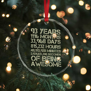 Vintage 93rd Milestone Birthday Crystal Glass Ornament 93 Years Of Being Awesome