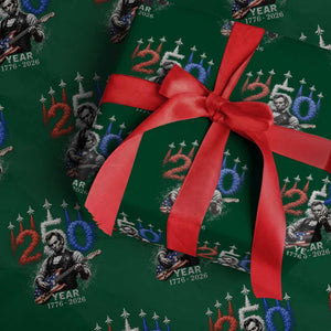 Vintage Abraham Lincoln Abe Lincoln Playing Guitar 250 Years Wrapping Paper Roll 1776 2026 Humor Patriotic TS10 Green Print Your Wear