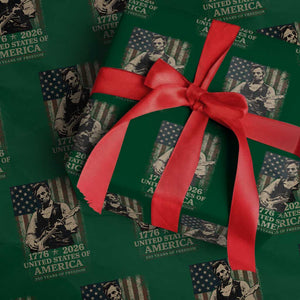 Vintage Abraham Lincoln Abe Lincoln Playing Guitar 250 Years Wrapping Paper Roll 1776 2026 Humor Patriotic USA Flag TS10 Green Print Your Wear