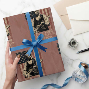 Vintage Abraham Lincoln Abe Lincoln Playing Guitar 250 Years Wrapping Paper Roll 1776 2026 Humor Patriotic USA Flag TS10 Mocha Print Your Wear