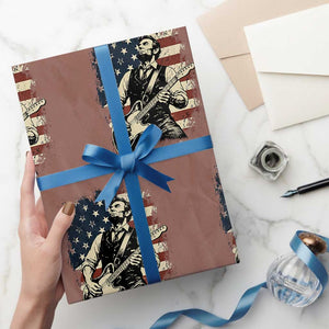 Vintage Abraham Lincoln Playing Electric Guitar Wrapping Paper Roll Patriotic Rocker Gift TS12 Mocha Print Your Wear