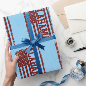 Vintage Alabama Fan Wrapping Paper Roll Classic Retro City USA Flag Game Day TS10 Light Blue Print Your Wear
