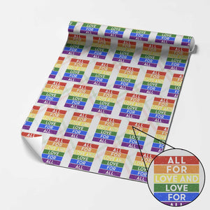Vintage All For Love And Love For All Wrapping Paper Roll Pride Month Rainbow Graphic