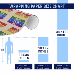 Vintage All For Love And Love For All Wrapping Paper Roll Pride Month Rainbow Graphic