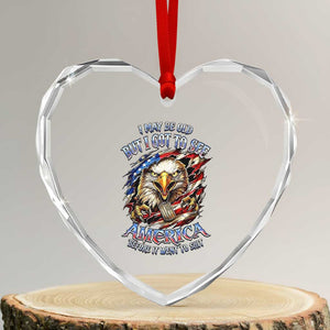 Vintage American Eagle Patriotic Pride Heart Crystal Glass Ornament I May Be Old But I Got To See America Freedom Sarcastic Political Humor TS02 Transparent Glass 3'' Heart Print Your Wear
