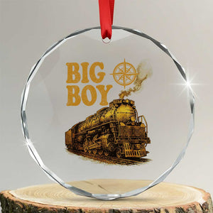 Vintage American Steam Train Locomotive Legend Crystal Glass Ornament Compass Adventure Heritage Pride Graphic TS02 Transparent Glass 3'' Circle Print Your Wear