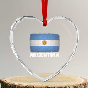 Vintage Argentina Flag Sun of May Argentinian Souvenir Heart Crystal Glass Ornament