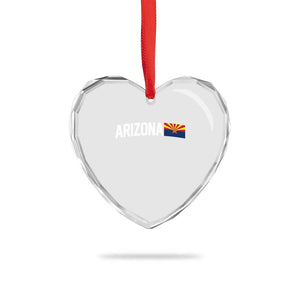 Vintage Arizona AZ State Flag Heart Crystal Glass Ornament