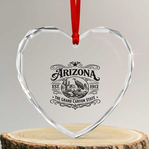 Vintage Arizona Cactus Desert Canyon Western 1912 Heart Crystal Glass Ornament TS12 Transparent Glass 3'' Heart Print Your Wear