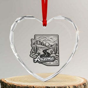 Vintage Arizona Pride Heart Crystal Glass Ornament Cactus Desert Western Landscape TS12 Transparent Glass 3'' Heart Print Your Wear