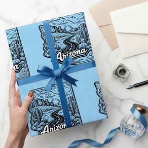 Vintage Arizona Pride Wrapping Paper Roll Cactus Desert Western Landscape TS12 Light Blue Print Your Wear