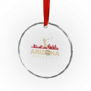 Vintage Arizona State Pride Baseball Player Graphic Crystal Glass Ornament Vintage Phoenix Skyline Batter Sports Fan