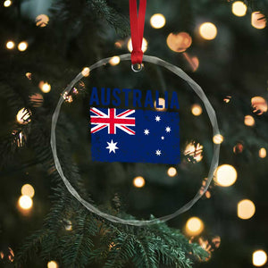 Vintage Australia Flag Crystal Glass Ornament Distressed Patriotic Country Pride Graphic