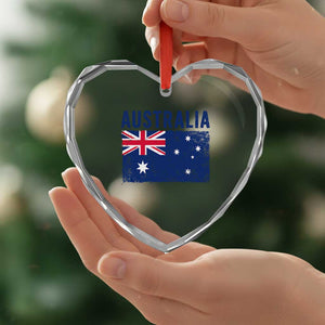 Vintage Australia Flag Heart Crystal Glass Ornament Distressed Patriotic Country Pride Graphic
