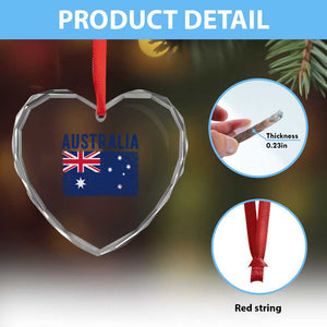 Vintage Australia Flag Heart Crystal Glass Ornament Distressed Patriotic Country Pride Graphic