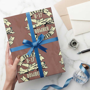 Vintage B-17 Bomber WW2 Aircraft Wrapping Paper Roll Plane Aviation Fighter Airplane Retro Grunge TS02 Mocha Print Your Wear