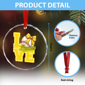Vintage Banana Coquette Bow Crystal Glass Ornament LOVE Baseball Fan Sport Lover TS02 Print Your Wear