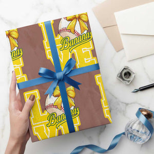 Vintage Banana Coquette Bow Wrapping Paper Roll LOVE Baseball Fan Sport Lover TS02 Mocha Print Your Wear