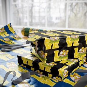 Vintage Banana Coquette Bow Wrapping Paper Roll LOVE Baseball Fan Sport Lover TS02 Black Print Your Wear