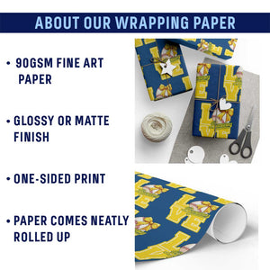 Vintage Banana Coquette Bow Wrapping Paper Roll LOVE Baseball Fan Sport Lover TS02 Print Your Wear