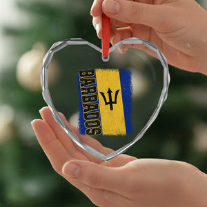 Vintage Barbados Flag Heart Crystal Glass Ornament Distressed Patriotic Caribbean Island Barbadian Pride Heritage Gift TS10 Print Your Wear