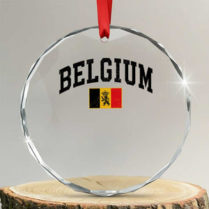 Vintage Belgium Crystal Glass Ornament Lion Royal Flag Graphic Belgian Soccer Football Pride Gift for Fans TS10 Transparent Glass 3'' Circle Print Your Wear