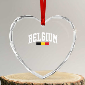 Vintage Belgium Flag Graphic Heart Crystal Glass Ornament Belgian Pride Patriotic Gift TS10 Transparent Glass 3'' Heart Print Your Wear
